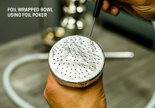 foil wrapped bowl with hookah foil poker